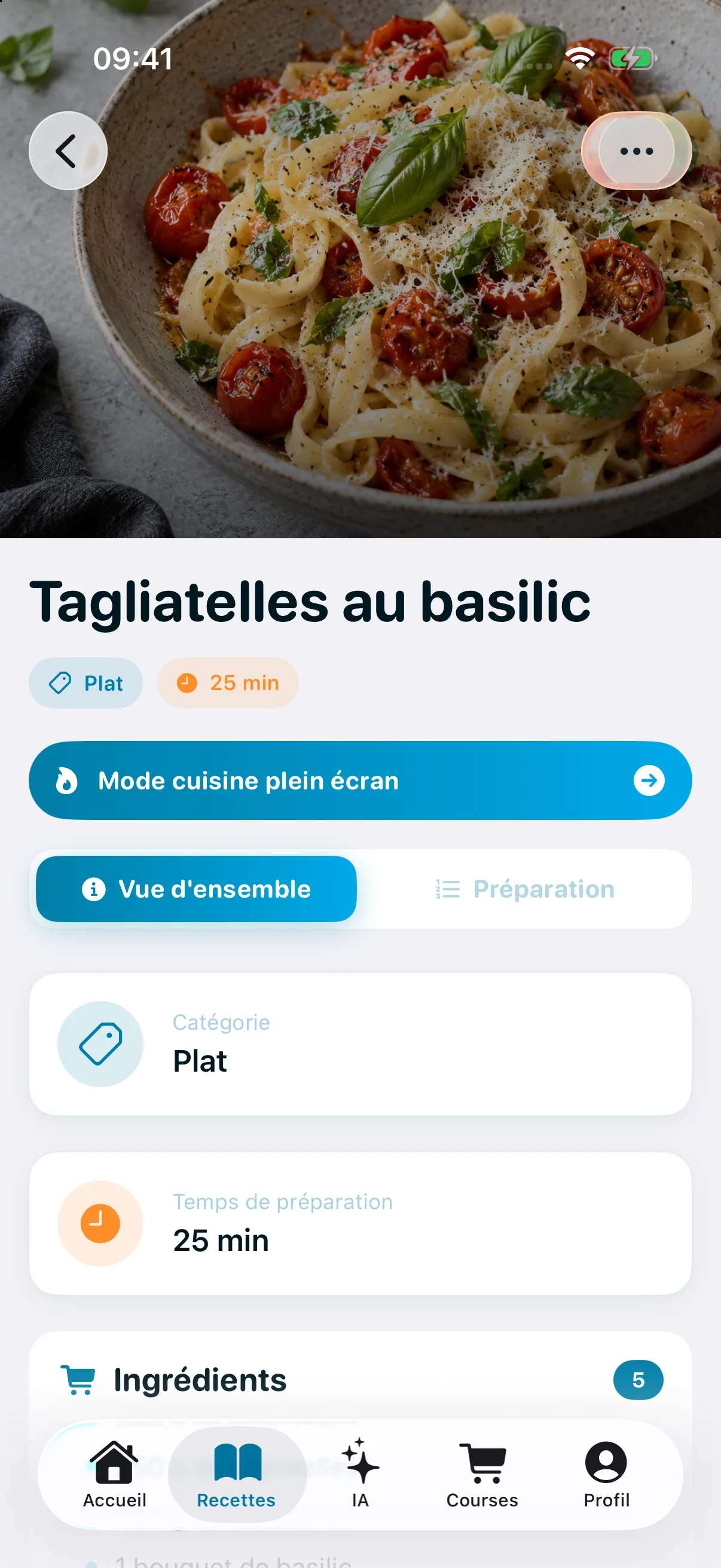 Une recette illustrée dans l’app Cuisly